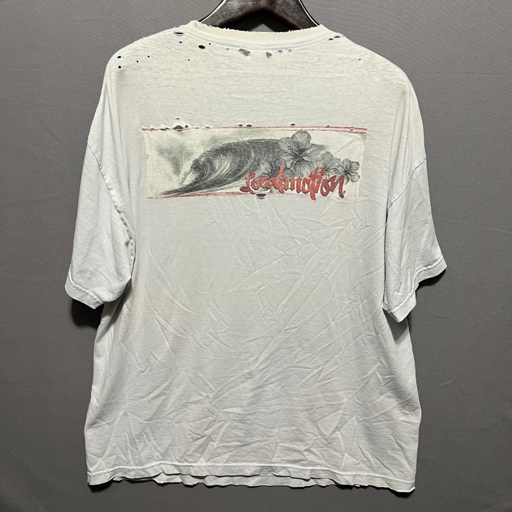 Local Motion Vintage Distressed Surf Graphic T-Shirt White Mens Large RN 69179